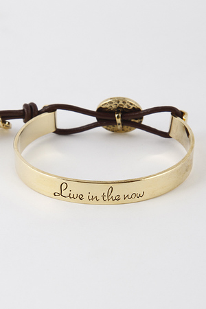 Live In The Now Imprinted Cuff Hinge Bracelet 5FCE11